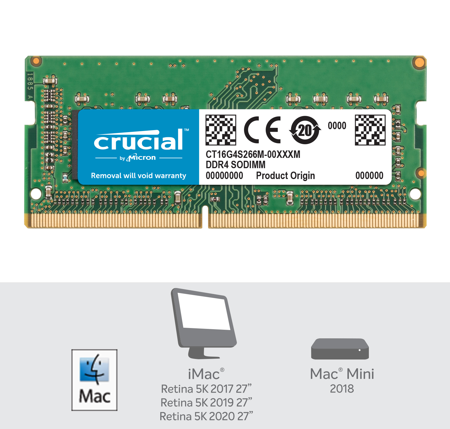Crucial För Mac RAM-minne 32GB 2x16GB DDR4 2666Mhz MT/s Kit 16GBx2 SO-DIMM  260pin