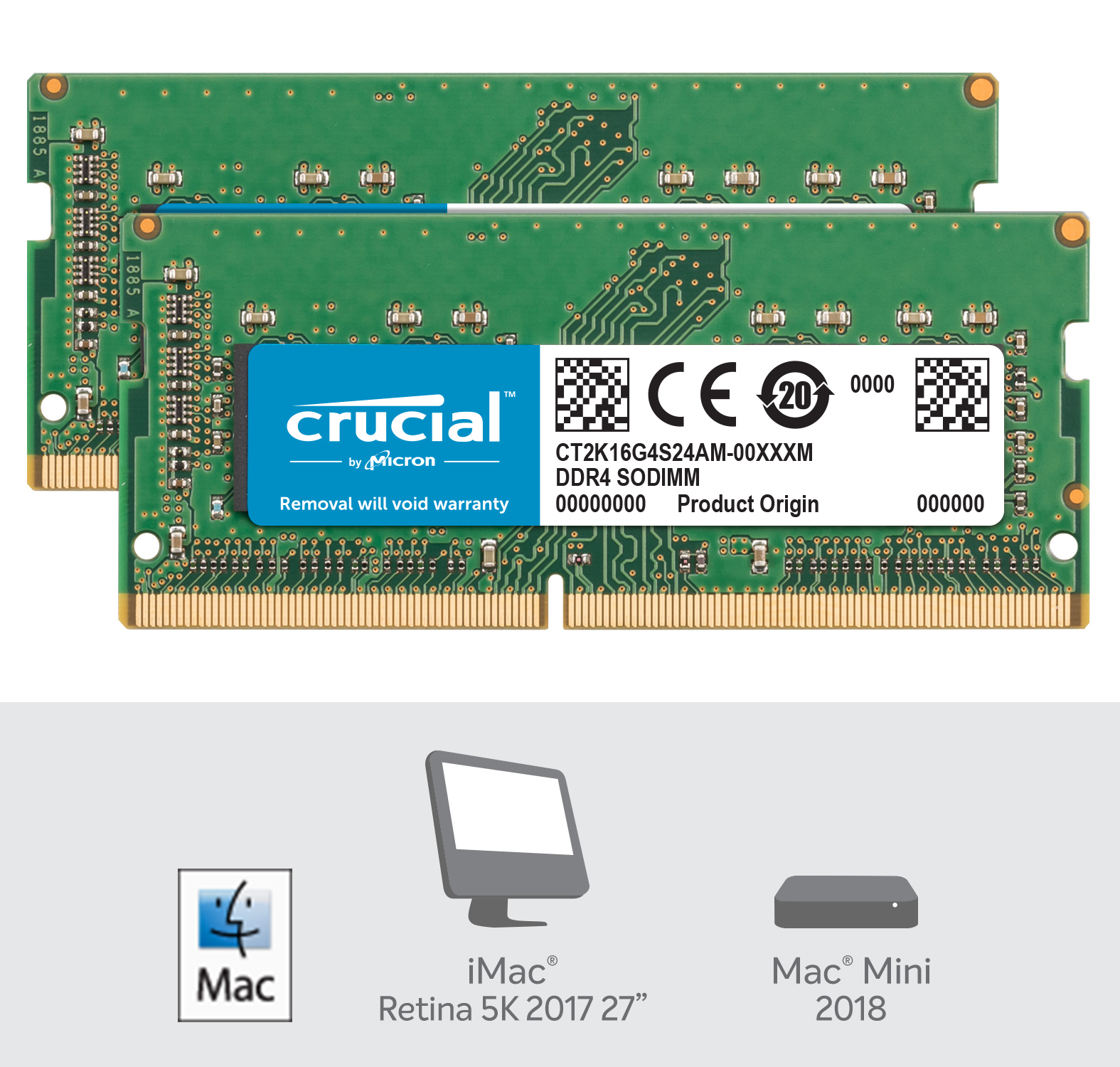 Crucial RAM DDR4 32GB Kit (2 x 16GB) DDR4-2400 SODIMM Memory for Mac  CT2K16G4S24AM