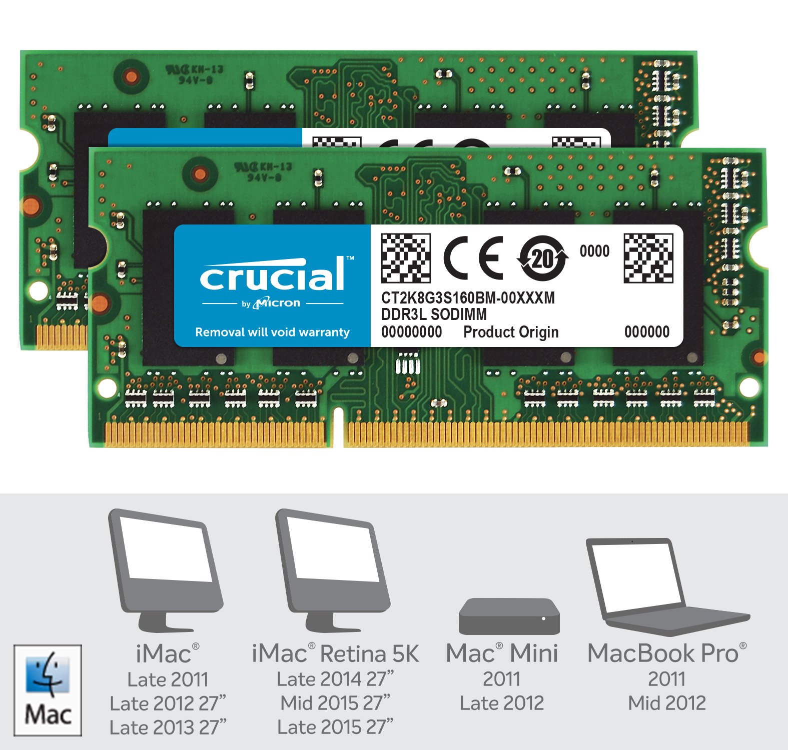 Crucial 16GB Kit (2 x 8GB) DDR3L-1600 SODIMM Memory for Mac | CT2K8G3S160BM  | Crucial.com
