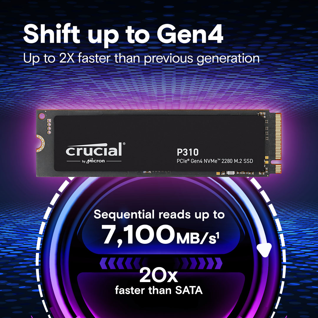 Crucial P310 2TB PCIe Gen4 NVMe 2280 M.2 SSD- view 2