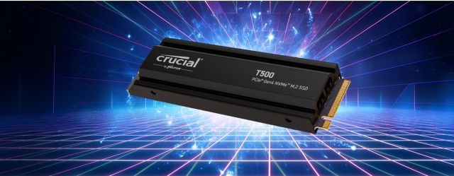 Crucial T500 1TB PCIe Gen4 NVMe M.2 SSD with heatsink