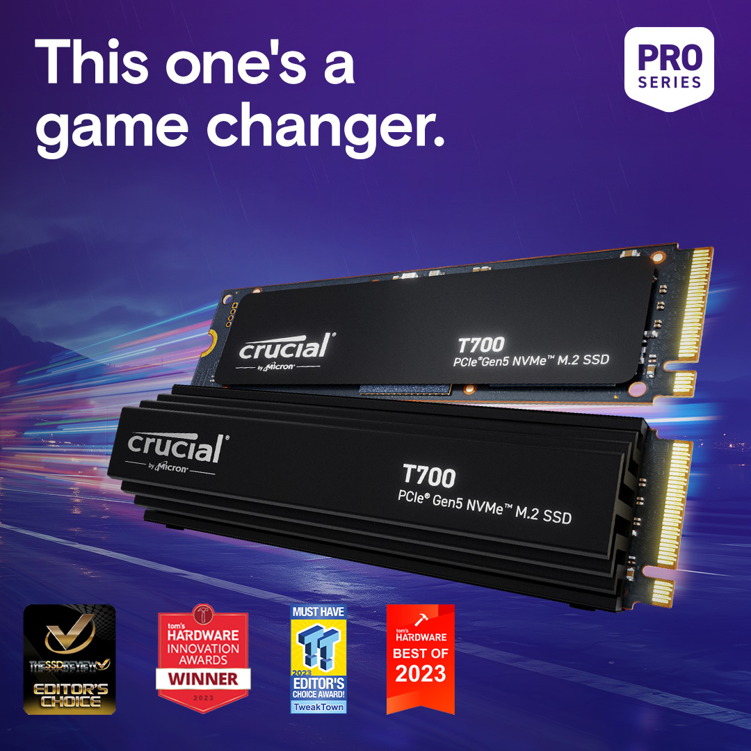 Crucial T700 1TB PCIe Gen5 NVMe M.2 SSD- view 6