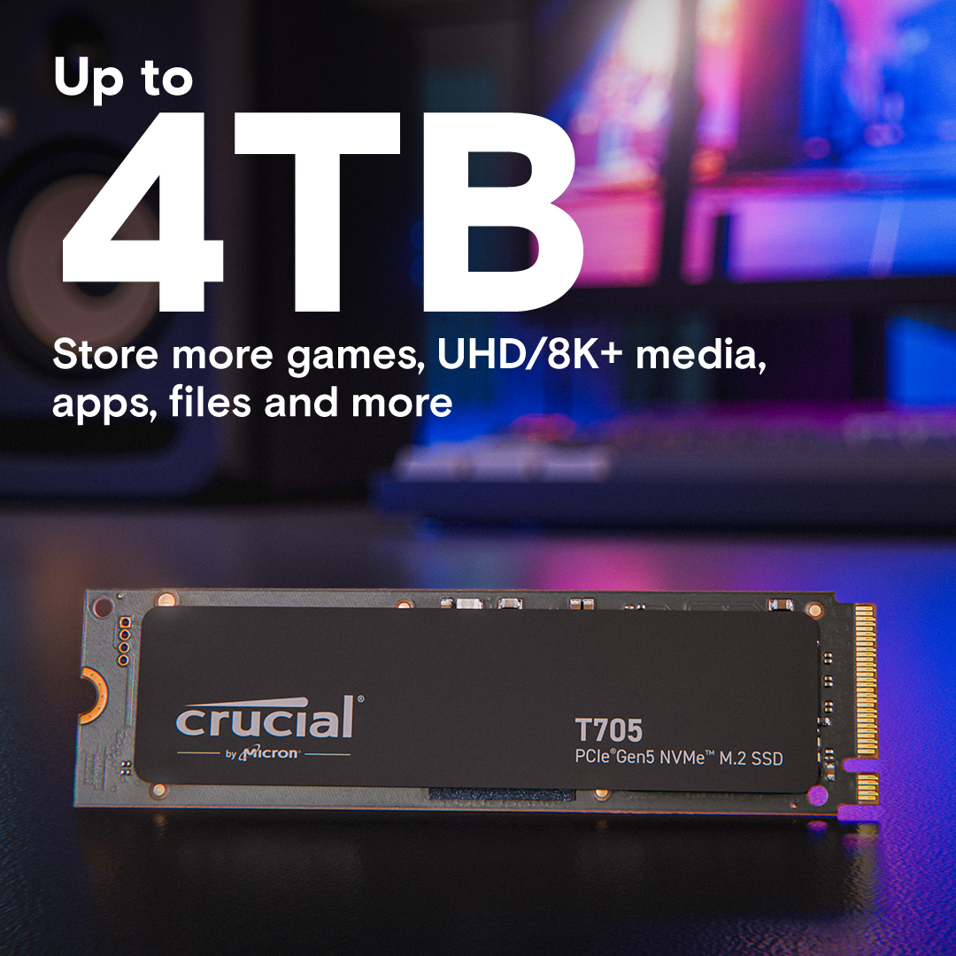 Crucial T705 2TB PCIe Gen5 NVMe M.2 SSD- view 6