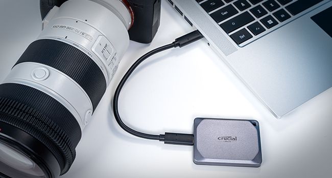 Crucial X9 Pro SSD with camera image